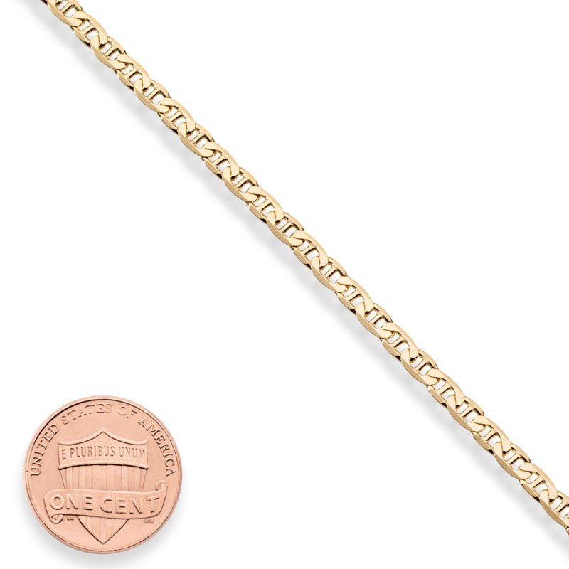 Miabella Italian Solid 925 Sterling Silver, 18Kt Gold Plated 3mm, 4mm Solid Mariner Link Chain Bracelet for Men Women, Made in Italy (YG, 3mm - Length 7.5 Inches) - Image 2